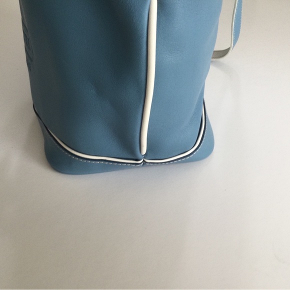 Coach Blue and White Leather Bucket Bag - Picture 3 of 12